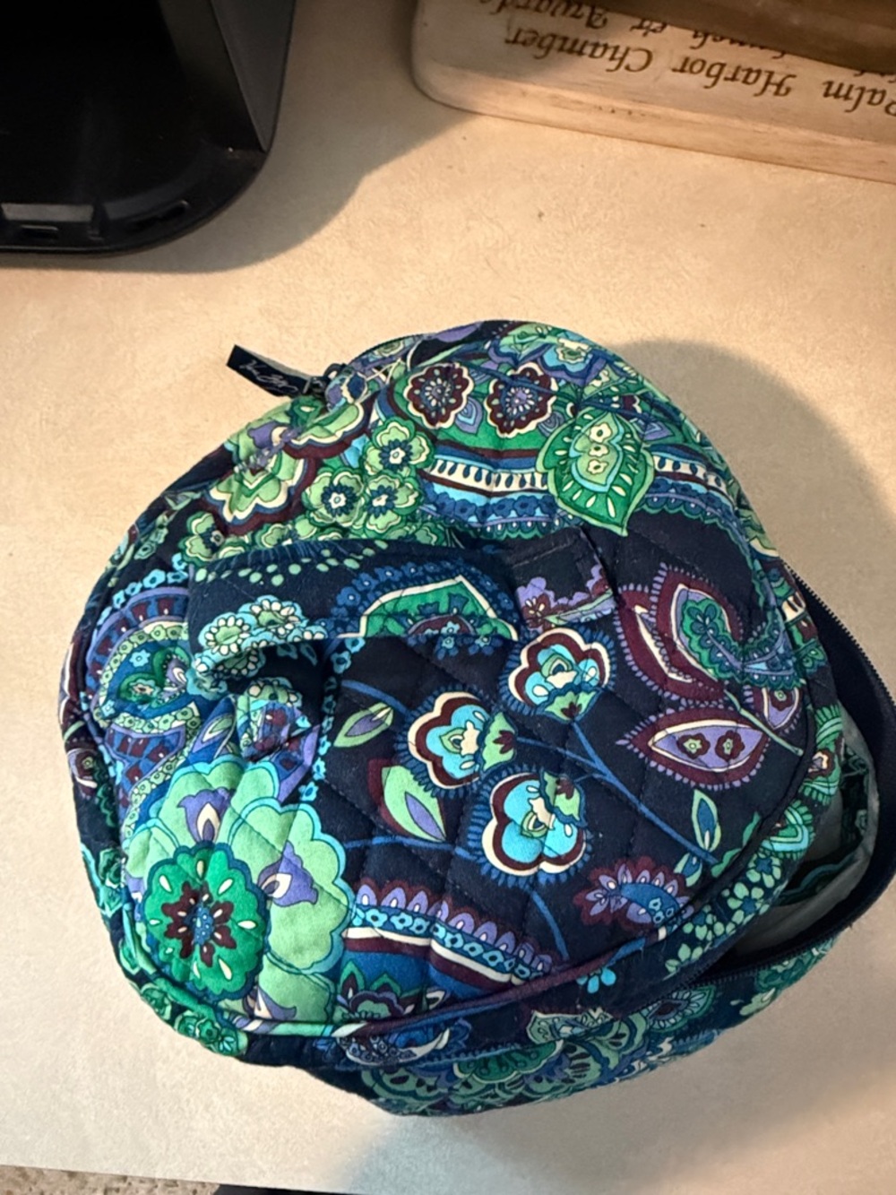 Vera Bradley Navy, Green & Teal Quilted Floral Cosmetic Case - Picture 3 of 3
